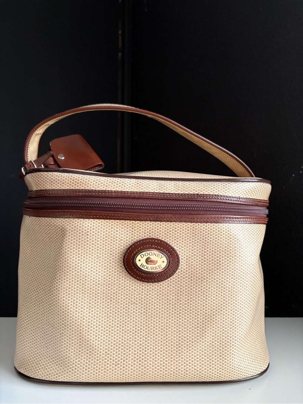 Dooney & Bourke Panama Coated Tweed Canvas Cosmetic Train Travel Bag Case